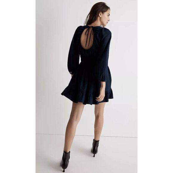 NWT Madewell Sophia open back mini dress deep indigo blue - Picture 4 of 16